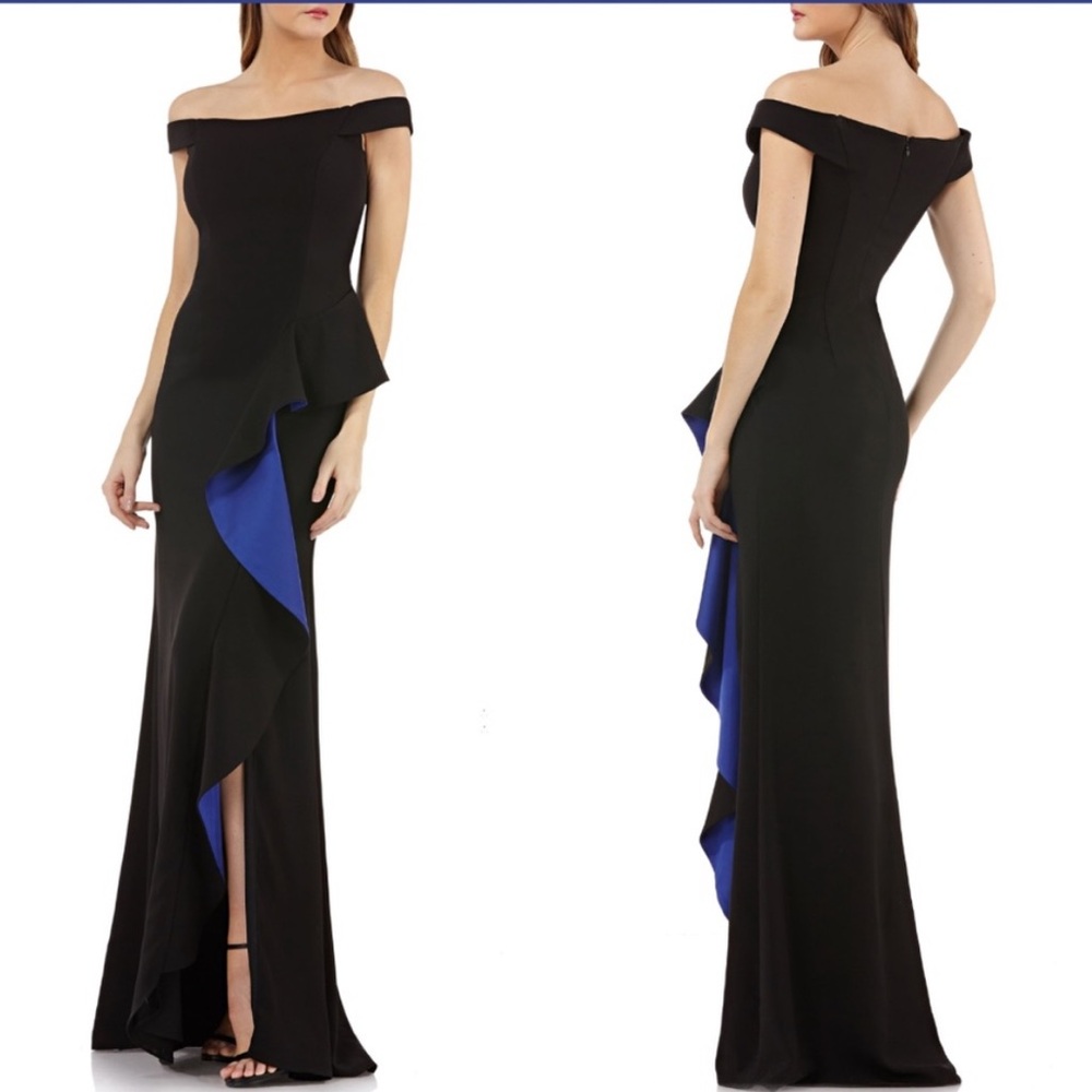 Carmen Marc Valvo Infusion Off the Shoulder Gown - Picture 2 of 10